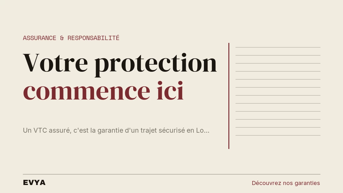 Visuel éditorial sobre : assurance VTC et responsabilité civile EVYA Nancy, protection légale du chauffeur privé en Lorraine.