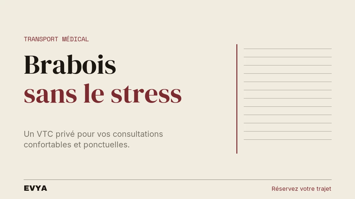 Visuel éditorial EVYA VTC Nancy : consultation médicale à Brabois sans stress, transport privé confortable et ponctuel