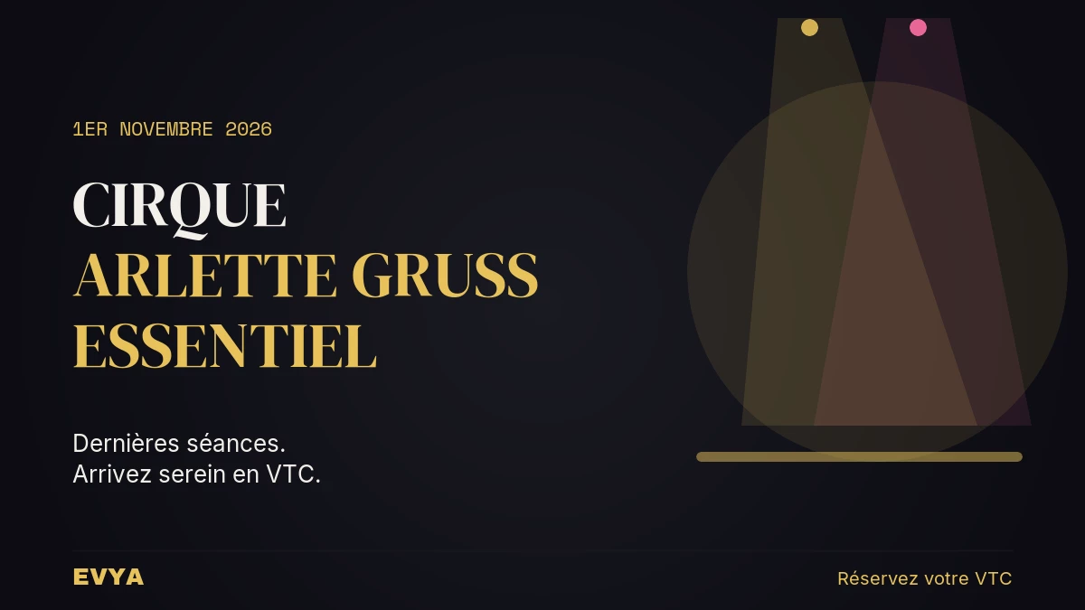 Affiche événement Cirque Arlette Gruss Essentiel à Nancy le 1er novembre 2026 — Réservez votre VTC EVYA
