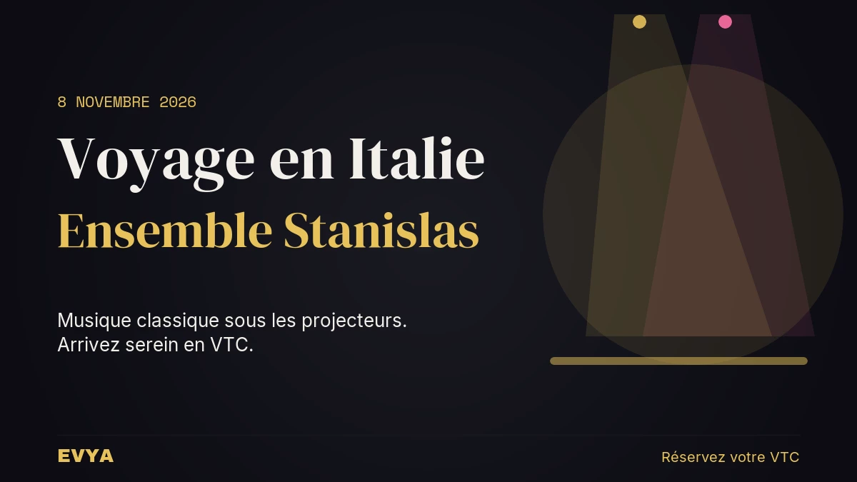 Affiche concert Ensemble Stanislas Voyage en Italie 8 novembre Nancy Salle Poirel, réservez VTC EVYA