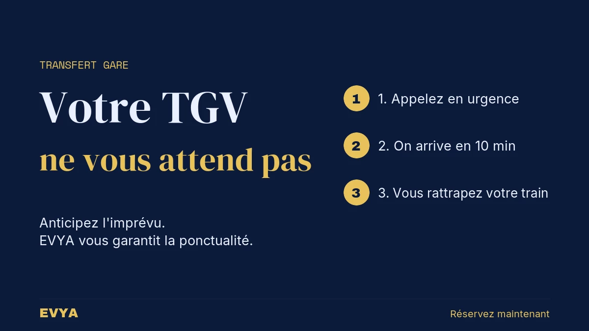Visuel guide pour VTC privé EVYA à Nancy-Ville : anticiper un TGV de dernière minute avec transfert gare rapide et ponctuel