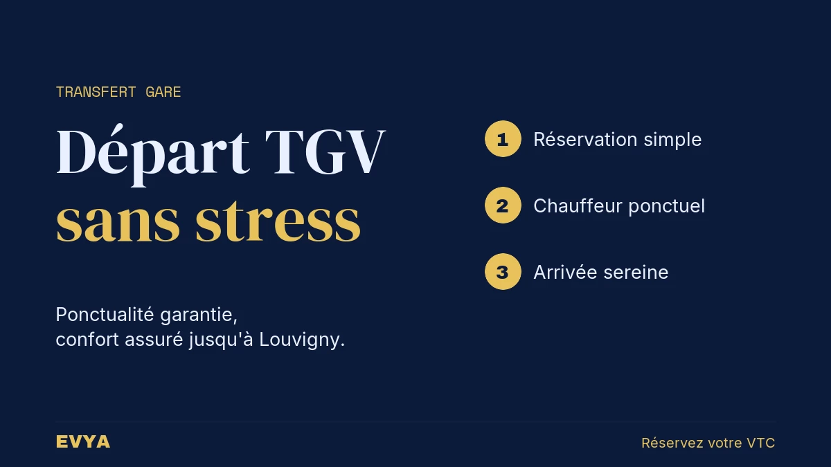 Visuel article VTC EVYA : transfert gare Lorraine TGV Nancy, départ matinal sans stress, ponctualité garantie.