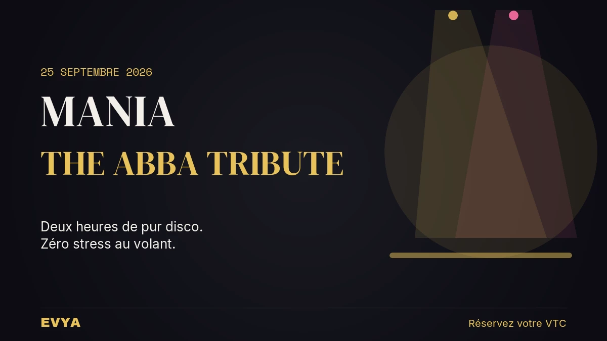 Affiche Mania The Abba Tribute au Zénith Nancy 25 sept 2026 - VTC privé haut de gamme EVYA