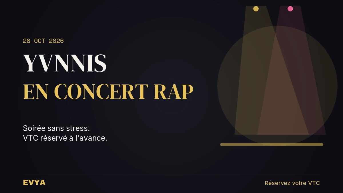 Affiche concert Yvnnis 28 octobre Nancy - VTC EVYA haut de gamme pour L'Autre Canal