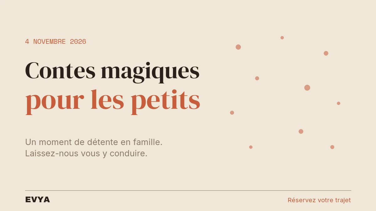 Affiche événement contes enfants 4-6 ans Nancy 4 novembre, VTC EVYA pour trajet sans stress