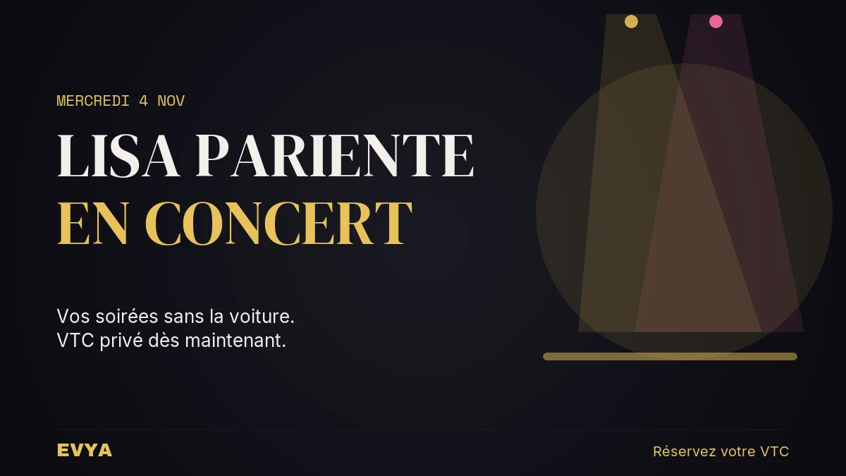 Affiche concert Lisa Pariente 4 novembre L'Autre Canal Nancy - Réservez votre VTC privé EVYA