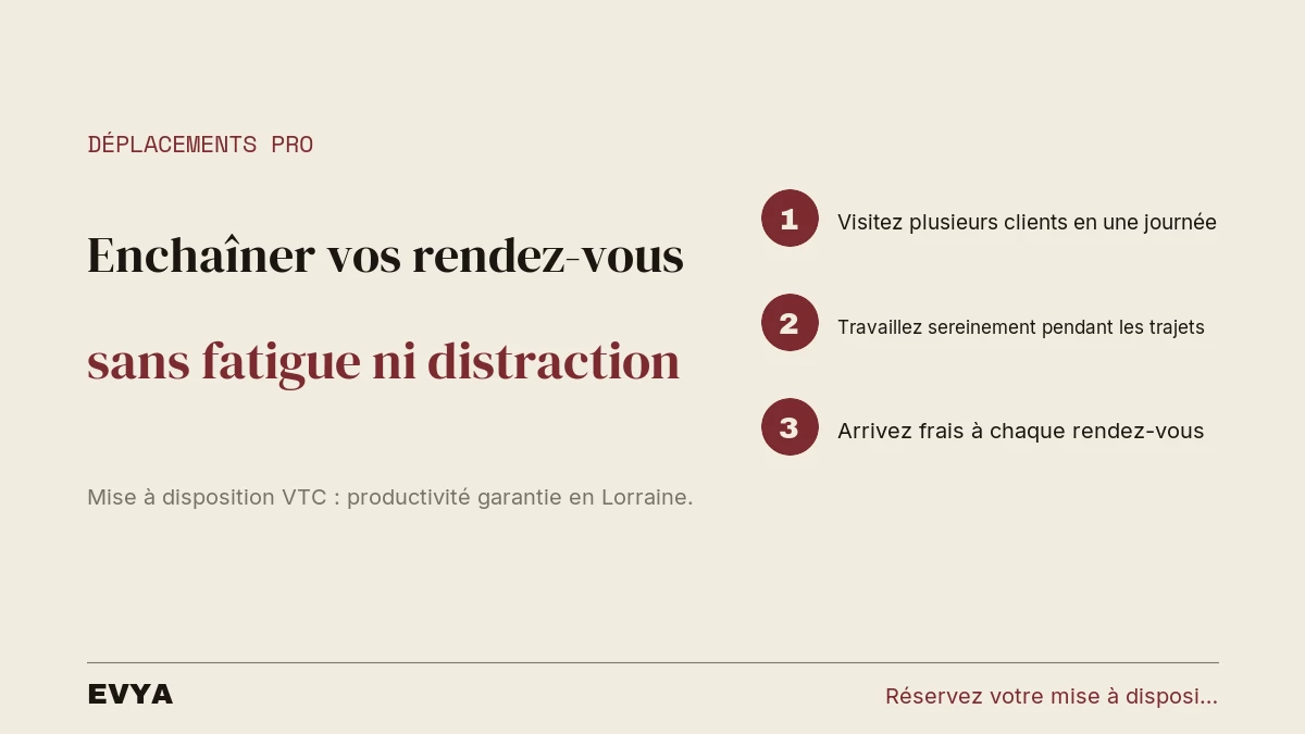 Visuel article VTC mise à disposition professionnelle multi-étapes Lorraine Nancy EVYA - déplacements optimisés sans conduire