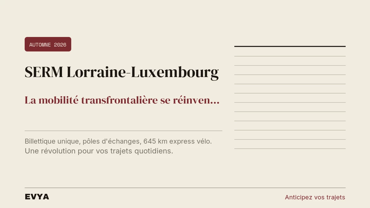 Brève presse SERM Lorraine-Luxembourg 2026 : nouvelle mobilité transfrontalière pour frontaliers, VTC EVYA Nancy