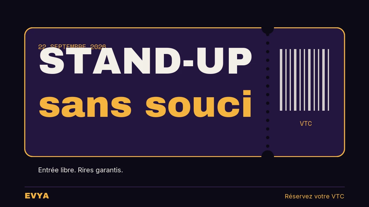 Affiche événement stand-up BBC Comedy Club Nancy 22 septembre 2026 — VTC EVYA pour sortie sans stress