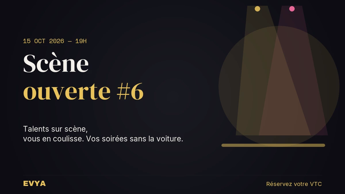 Affiche événement théâtre scène ouverte 15 octobre Nancy - VTC EVYA luxe