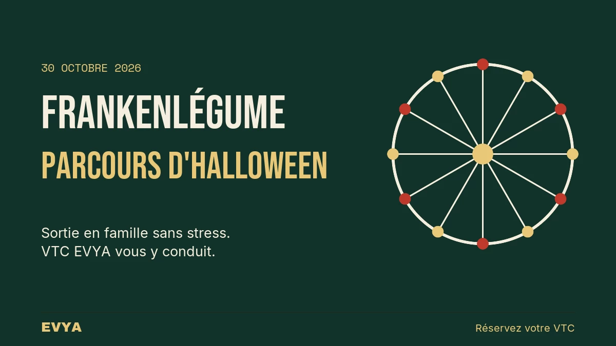 Affiche événement Halloween Frankenlégume au Jardin botanique de Nancy le 30 octobre - Réservez votre VTC EVYA
