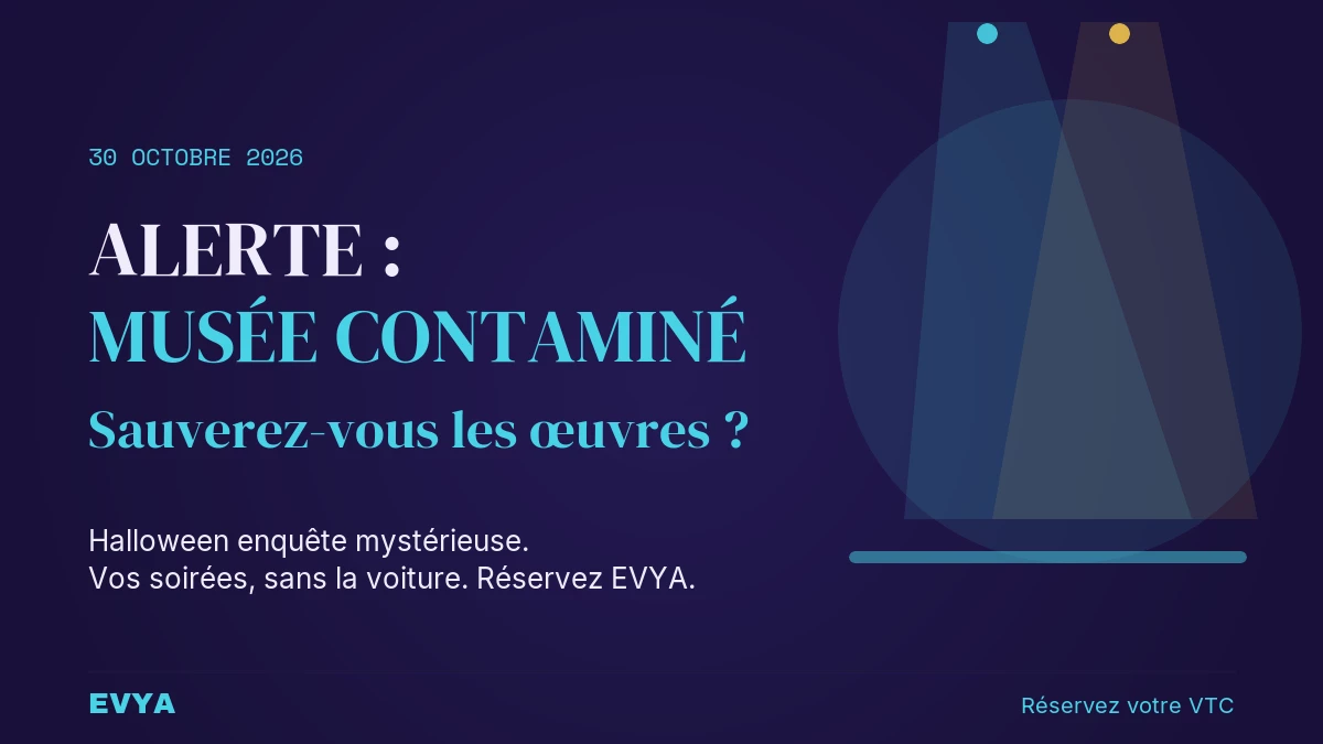 Affiche Halloween soirée enquête Musée Beaux-Arts Nancy 30 oct, réservez VTC EVYA