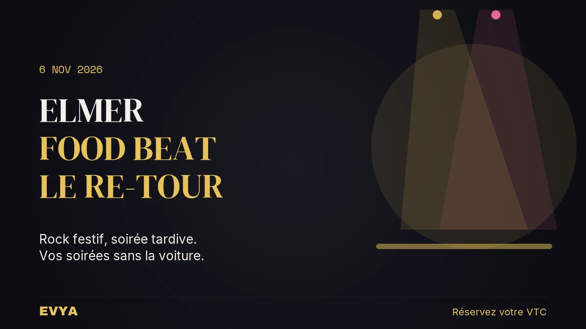 Affiche concert Elmer Food Beat « Le Re-Tour » 6 novembre L'Autre Canal Nancy — Réservez VTC EVYA pour retour sécurisé