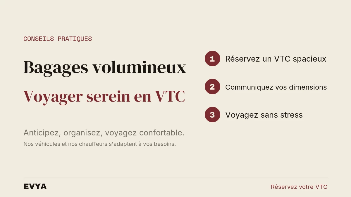 Guide pratique : voyager avec bagages volumineux en VTC à Nancy. Conseils d'organisation et confort garanti avec EVYA.